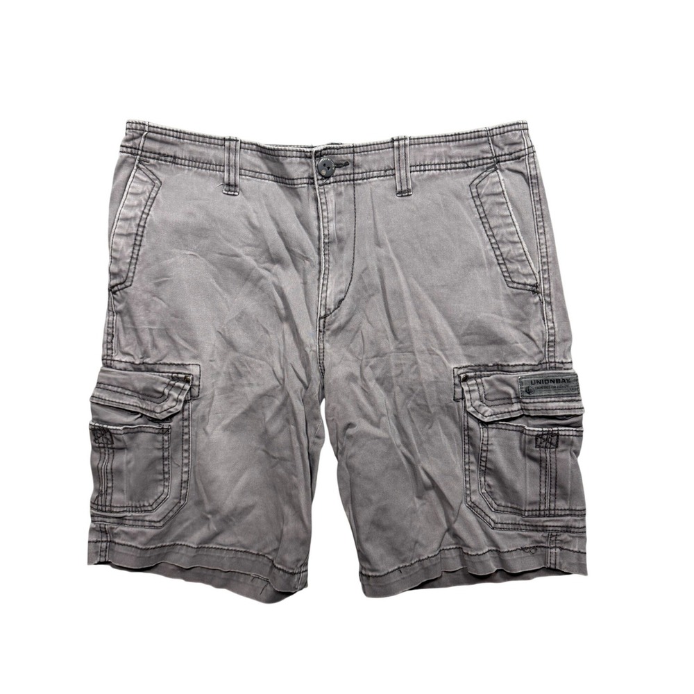 Unionbay Mens Gray Cargo Shorts Size 34 Cotton Blend Utility Pockets